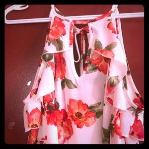 Floral open shoulder top